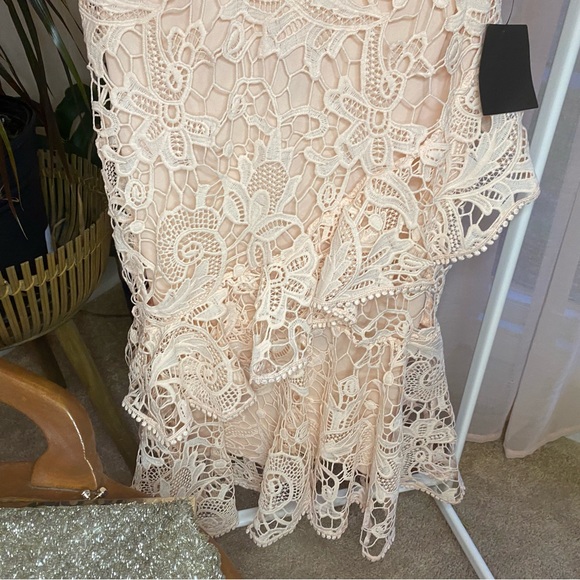Blush Pink Lace Ruffled Wedding Guest Dress - Picture 11 of 11